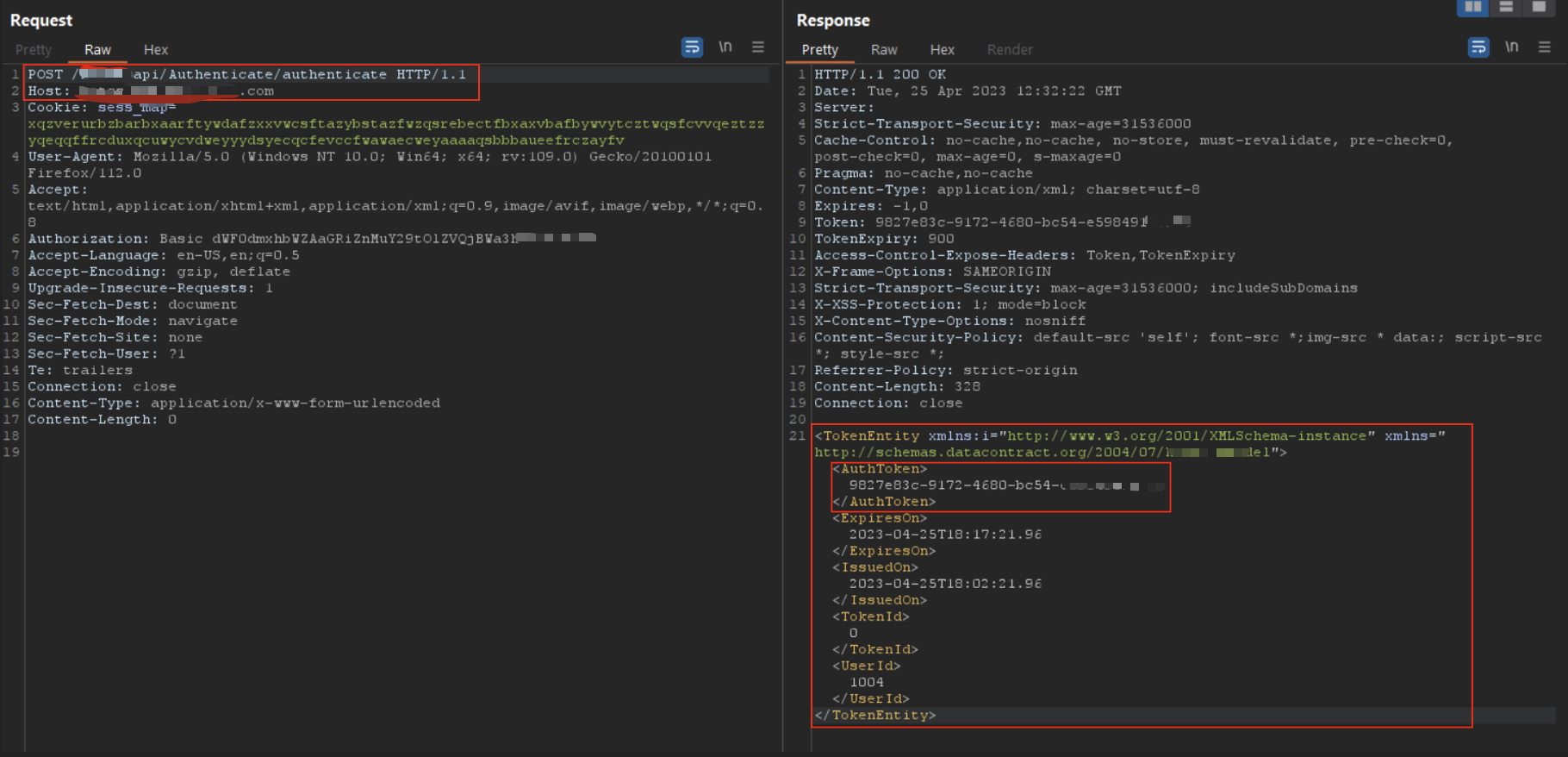 Auth token obtained from leaked credentials
