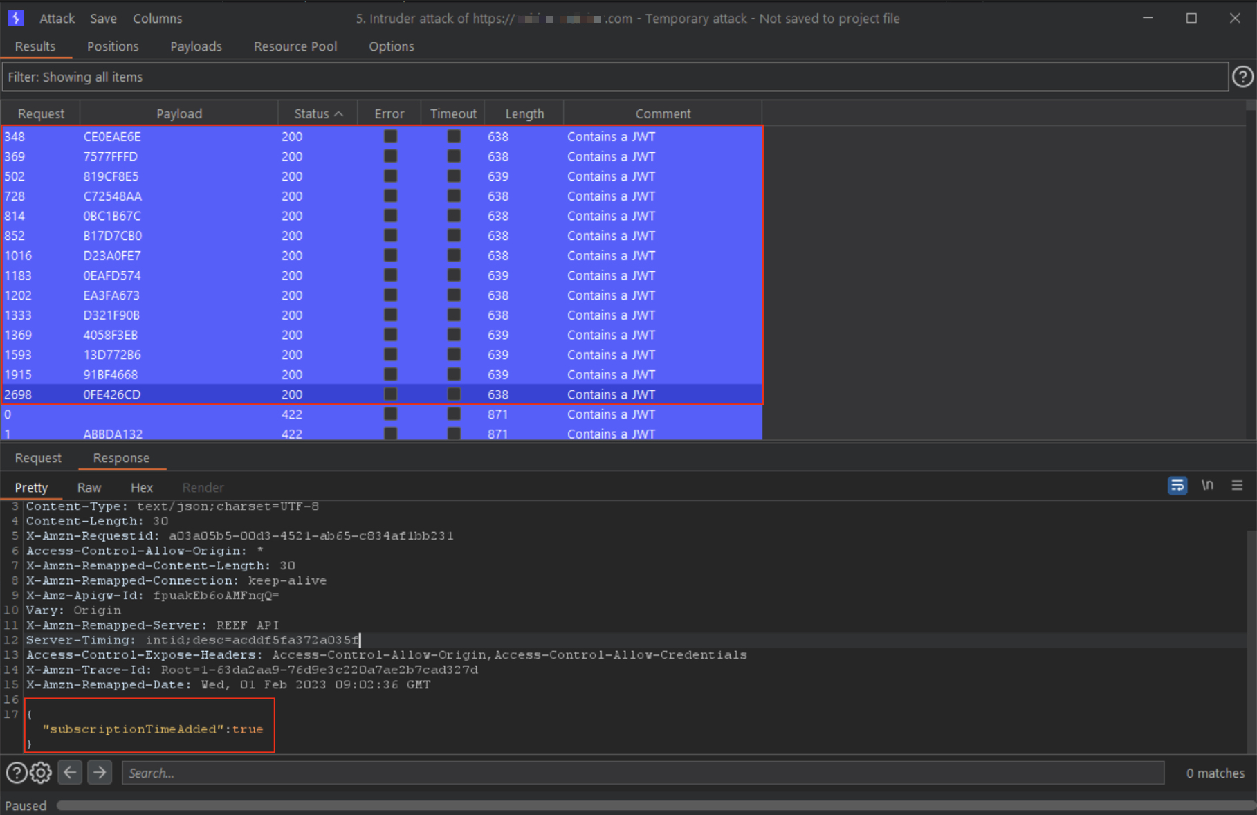 Brute force script results