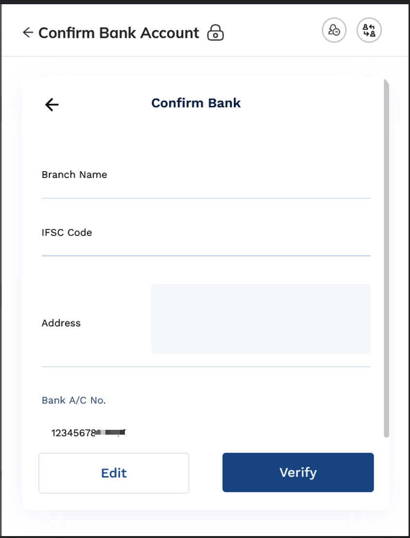 Confirm bank account