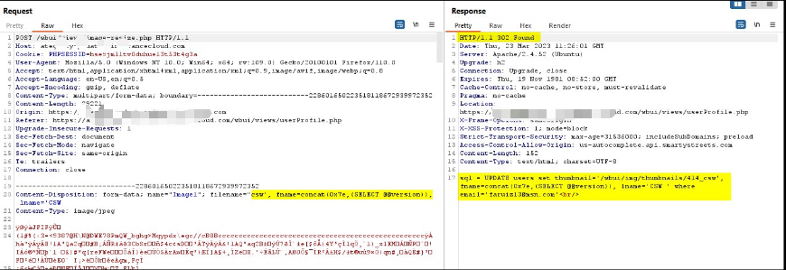 Filename-based SQL injection using concat and char