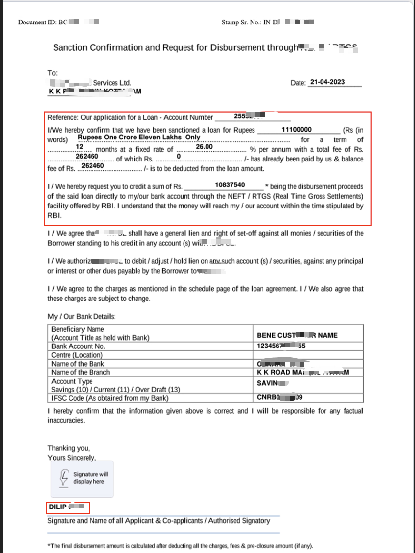 Fake loan submission