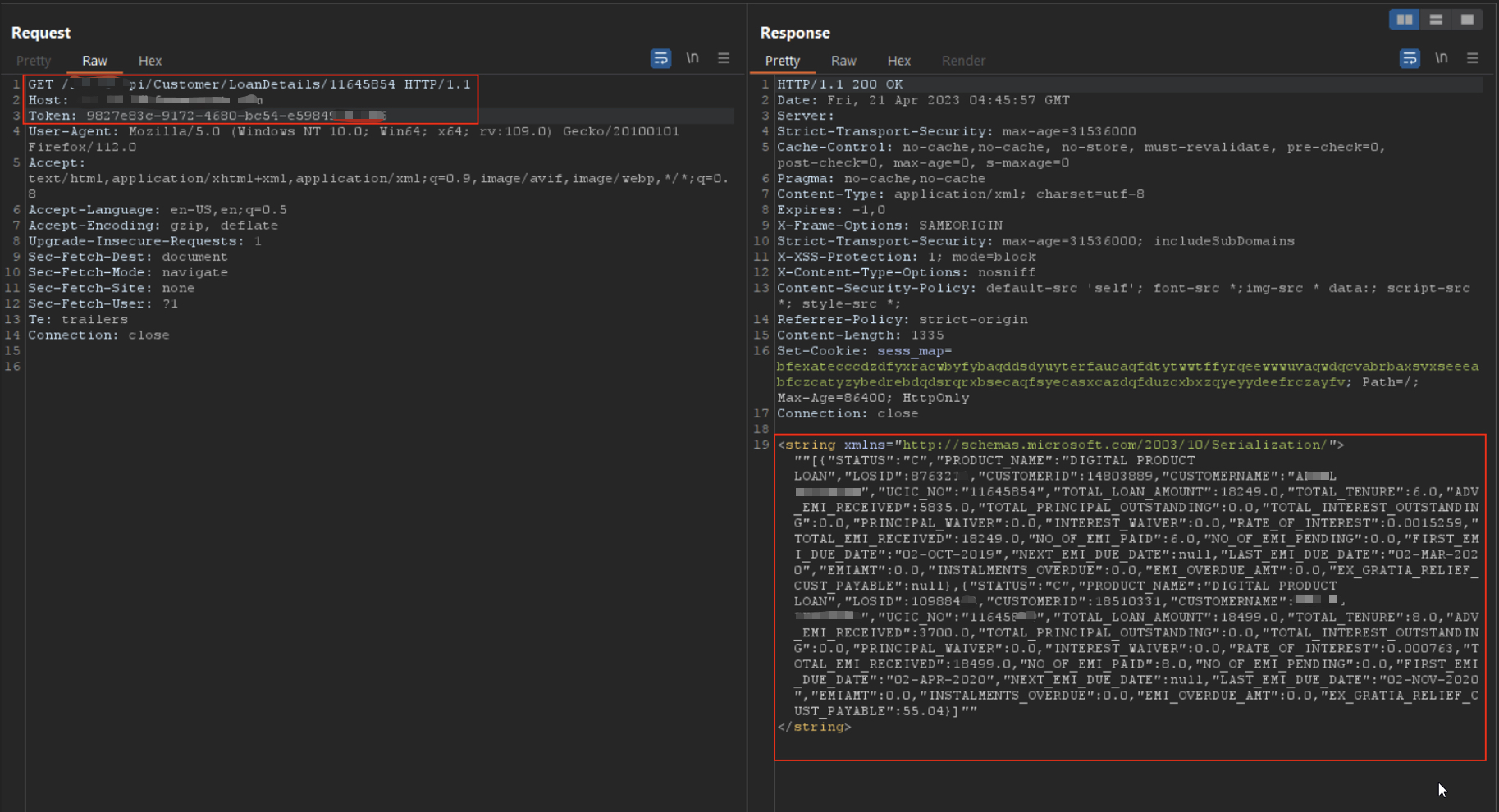 Loan details API response
